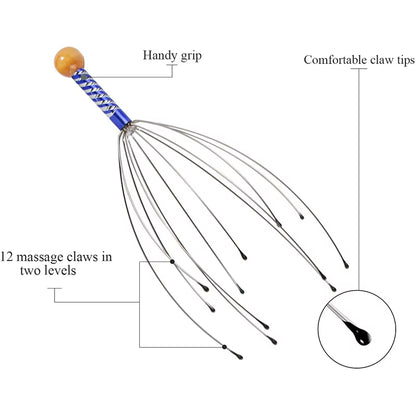 Octopus Head Massager Scalp Massager Relaxation Relief Body Massager Remove Muscle Tension Tiredness Metal Head Relax Massager