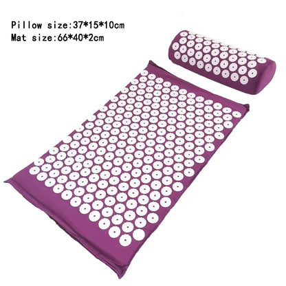 Massager Cushion Massage Yoga Mat Acupressure Relieve Pain Stress Back Body Pain Spike Mat Acupuncture Mat and Pillow Set